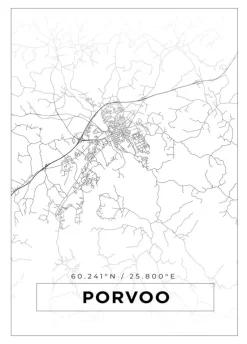 Kort - Porvoo - Hvid Plakat (21x29.7 cm (A4))