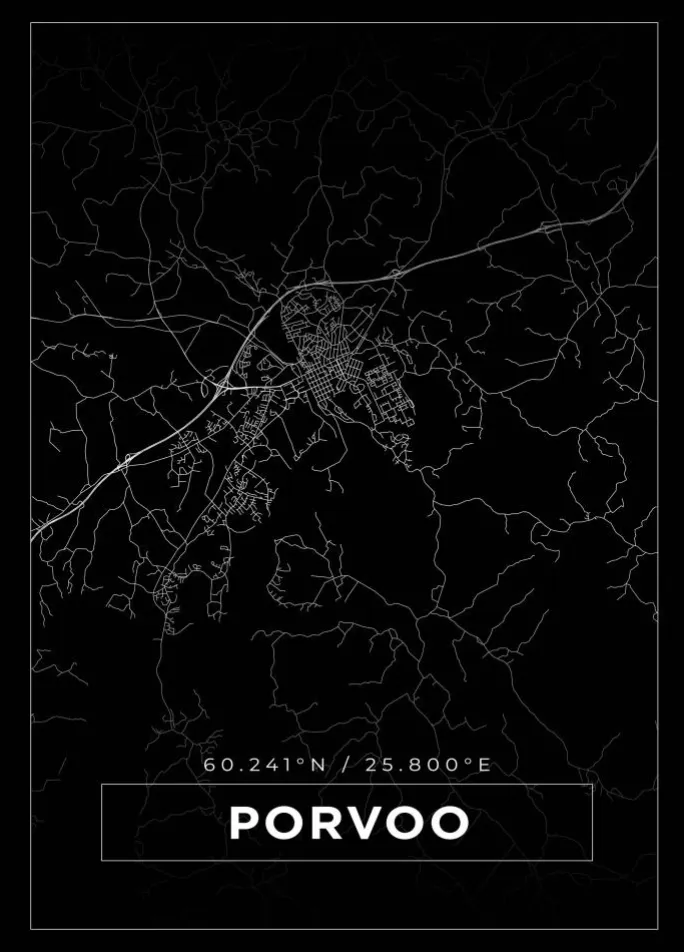Kort - Porvoo - Sort Plakat (21x29.7 cm (A4))