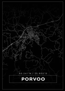 Kort - Porvoo - Sort Plakat (21x29.7 cm (A4))