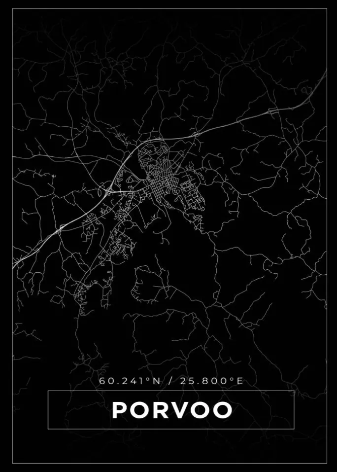 Kort - Porvoo - Sort Plakat (21x29.7 cm (A4))