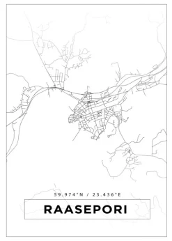 Kort - Raseborg - Hvid Plakat (21x29.7 cm (A4))