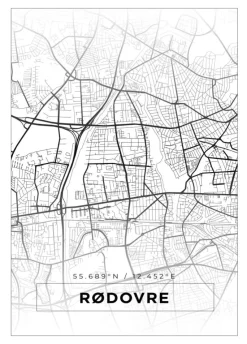 Kort - Rødovre - Hvid Plakat (21x29.7 cm (A4))