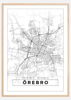 Kort - Örebro - Hvid Plakat (21x29.7 cm (A4))