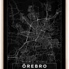 Kort - Örebro - Sort Plakat (21x29.7 cm (A4))