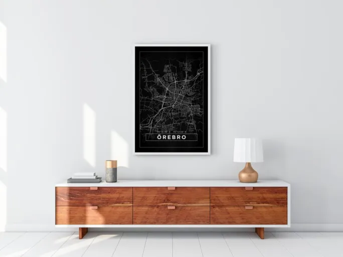 Kort - Örebro - Sort Plakat (21x29.7 cm (A4))