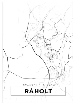 Kort - Råholt - Hvid Plakat (21x29.7 cm (A4))