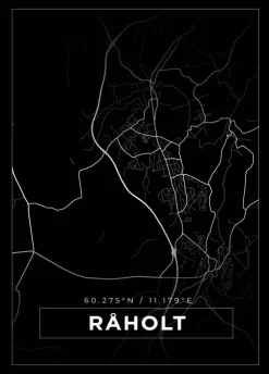Kort - Råholt - Sort Plakat (21x29.7 cm (A4))