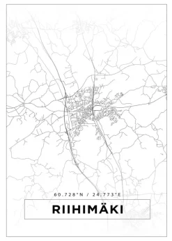 Kort - Riihimäki - Hvid Plakat (21x29.7 cm (A4))