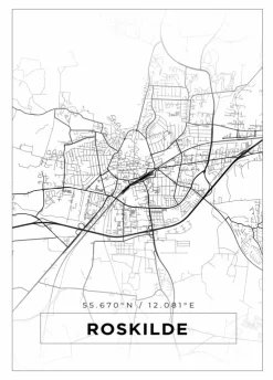 Kort - Roskilde - Hvid Plakat (21x29.7 cm (A4))
