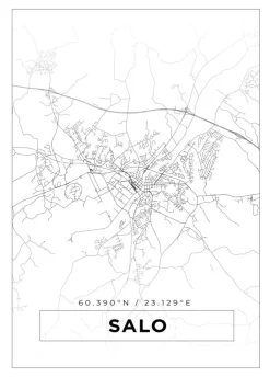 Kort - Salo - Hvid Plakat (21x29.7 cm (A4))