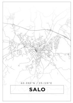 Kort - Salo - Hvid Plakat (21x29.7 cm (A4))