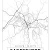 Kort - Sandefjord - Hvid Plakat (21x29.7 cm (A4))