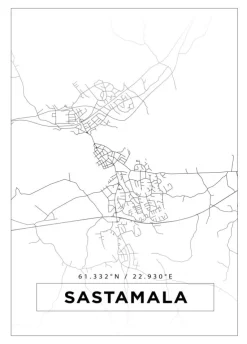 Kort - Sastamala - Hvid Plakat (21x29.7 cm (A4))