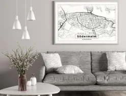 Kort - Södermalm - Hvid Plakat (21x29.7 cm (A4))