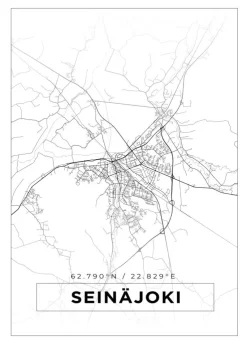 Kort - Seinäjoki - Hvid Plakat (21x29.7 cm (A4))