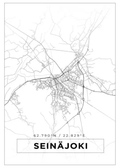 Kort - Seinäjoki - Hvid Plakat (21x29.7 cm (A4))