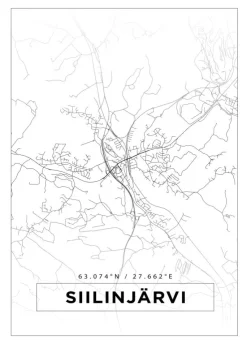 Kort - Siilinjärvi - Hvid Plakat (21x29.7 cm (A4))