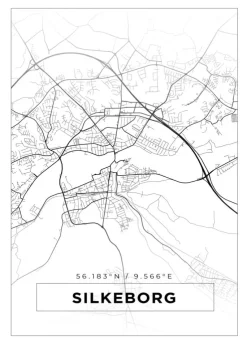 Kort - Silkeborg - Hvid Plakat (21x29.7 cm (A4))