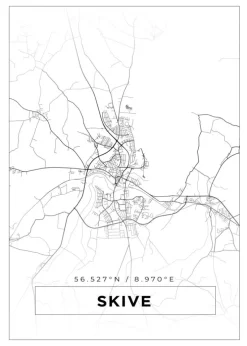 Kort - Skive - Hvid Plakat (21x29.7 cm (A4))