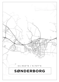 Kort - Sønderborg - Hvid Plakat (21x29.7 cm (A4))