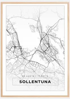 Kort - Sollentuna - Hvid Plakat (21x29.7 cm (A4))