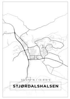 Kort - Stjørdalshalsen - Hvid Plakat (21x29.7 cm (A4))