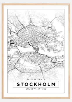 Kort - Stockholm - Hvid Plakat (21x29.7 cm (A4))
