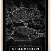 Kort - Stockholm - Sort Plakat (21x29.7 cm (A4))