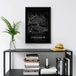 Kort - Stockholm - Sort Plakat (21x29.7 cm (A4))