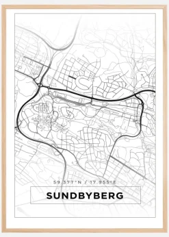 Kort - Sundbyberg - Hvid Plakat (21x29.7 cm (A4))