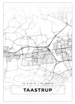Kort - Taastrup - Hvid Plakat (21x29.7 cm (A4))