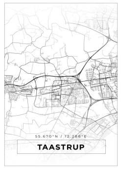 Kort - Taastrup - Hvid Plakat (21x29.7 cm (A4))