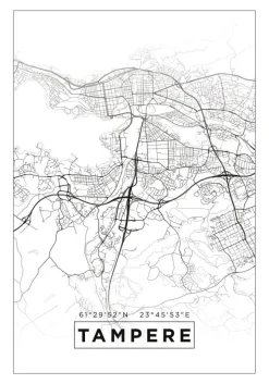 Kort - Tampere - Hvid Plakat (21x29.7 cm (A4))