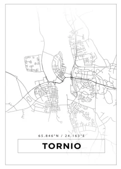 Kort - Tornio - Hvid Plakat (21x29.7 cm (A4))