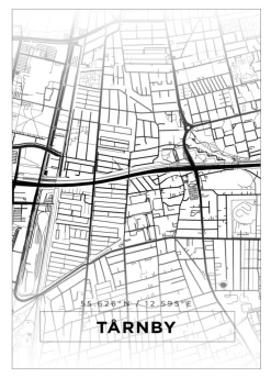 Kort - Tårnby - Hvid Plakat (21x29.7 cm (A4))