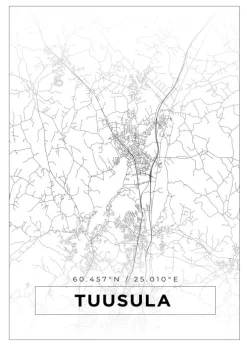 Kort - Tuusula - Hvid Plakat (21x29.7 cm (A4))