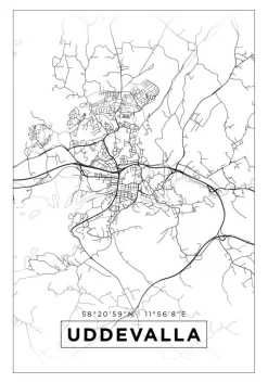 Kort - Uddevalla - Hvid Plakat (21x29.7 cm (A4))