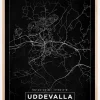 Kort - Uddevalla - Sort Plakat (21x29.7 cm (A4))