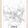 Kort - Umeå - Hvid Plakat (21x29.7 cm (A4))