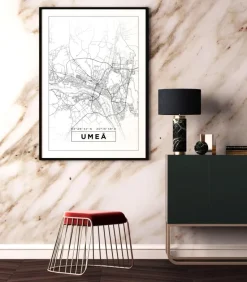 Kort - Umeå - Hvid Plakat (21x29.7 cm (A4))