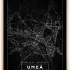 Kort - Umeå - Sort Plakat (21x29.7 cm (A4))