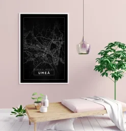 Kort - Umeå - Sort Plakat (21x29.7 cm (A4))