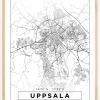 Kort - Uppsala - Hvid Plakat (21x29.7 cm (A4))