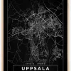 Kort - Uppsala - Sort Plakat (21x29.7 cm (A4))