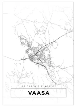 Kort - Vaasa - Hvid Plakat (21x29.7 cm (A4))