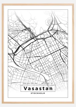 Kort - Vasastan - Hvid Plakat (21x29.7 cm (A4))