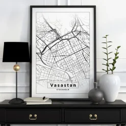 Kort - Vasastan - Hvid Plakat (21x29.7 cm (A4))