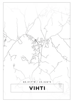 Kort - Vihti - Hvid Plakat (21x29.7 cm (A4))