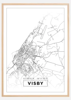 Kort - Visby - Hvid Plakat (21x29.7 cm (A4))