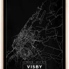 Kort - Visby - Sort Plakat (21x29.7 cm (A4))